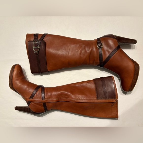 Cole Haan x Nike Air Poppy Bit Two-Tone Brown Heeled Leather Boots Size 9.5 - Picture 2 of 13